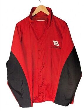 Chase Authentics Dale Earnhardt Jr Red NASCAR Racing-Style Windbreaker Jacket XL